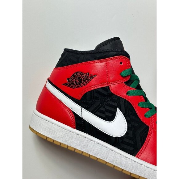 Air Jordan 1 Mid SE (GS) Size 6Y/WMNS 7.5 Black/Fire Red-White-Mala DQ8418-006 - Picture 10 of 13